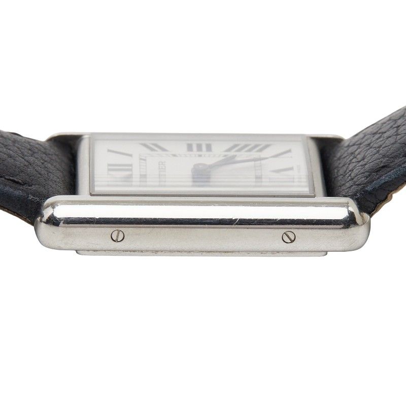 Cartier Tank Must LM Watch Silver Black Stainless Steel Leather — view 5
