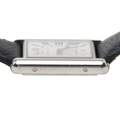 Cartier Tank Must LM Watch Silver Black Stainless Steel Leather — view 5