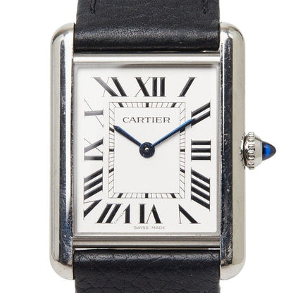 Cartier Tank Must LM Watch Silver Black Stainless Steel Leather