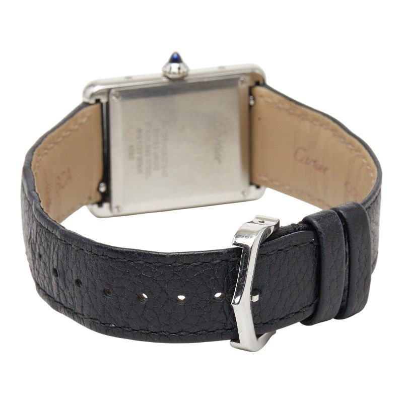 Cartier Tank Must LM Watch Silver Black Stainless Steel Leather — view 3