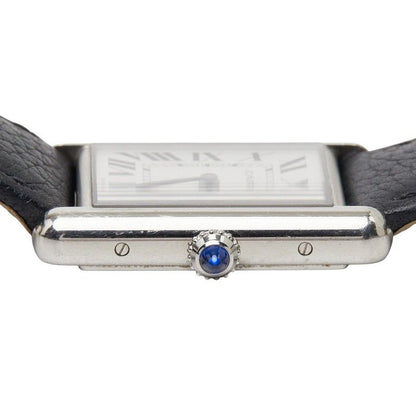 Cartier Tank Must LM Watch Silver Black Stainless Steel Leather — view 4
