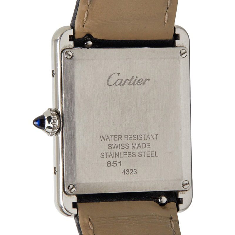 Cartier Tank Must LM Watch Silver Black Stainless Steel Leather — view 6