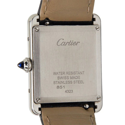 Cartier Tank Must LM Watch Silver Black Stainless Steel Leather — view 6