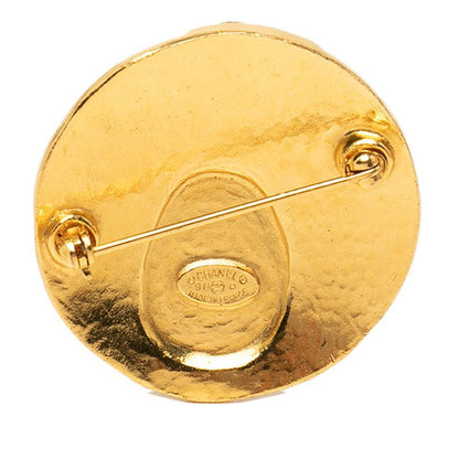 Chanel 98P CC Logo Vintage Brooch Gold Stone Plated — view 2