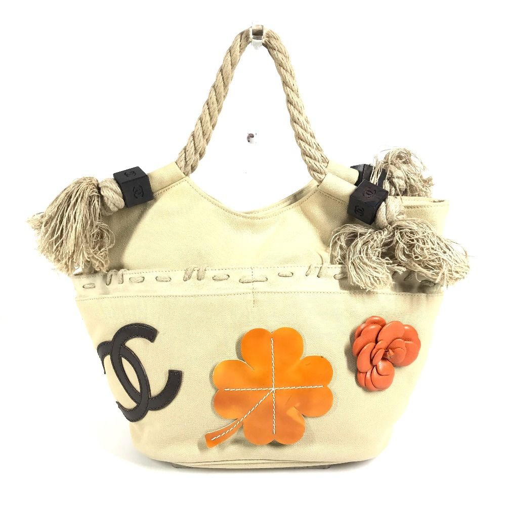 Chanel Handbag CC Logo Jumbo Canvas Beige