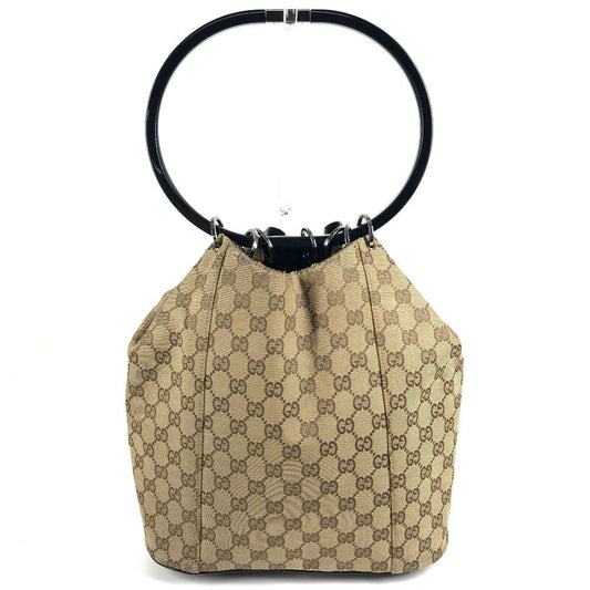 Gucci Shoulder Bag GG Logo Plastic Round Handle 001 Canvas Beige