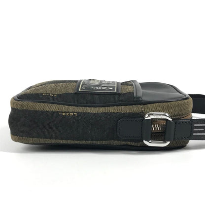 Fendi Shoulder Bag Logo Pecan Leather Canvas Black — view 4