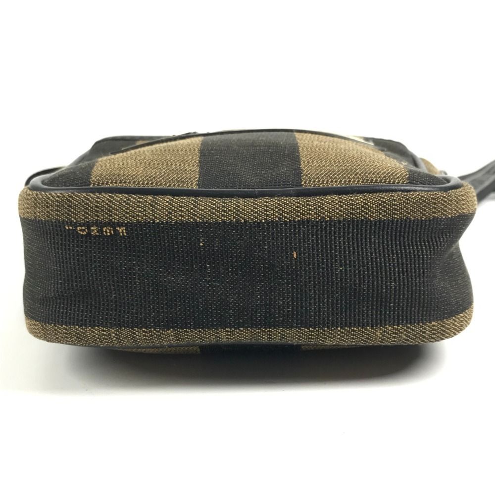 Fendi Shoulder Bag Logo Pecan Leather Canvas Black — view 5