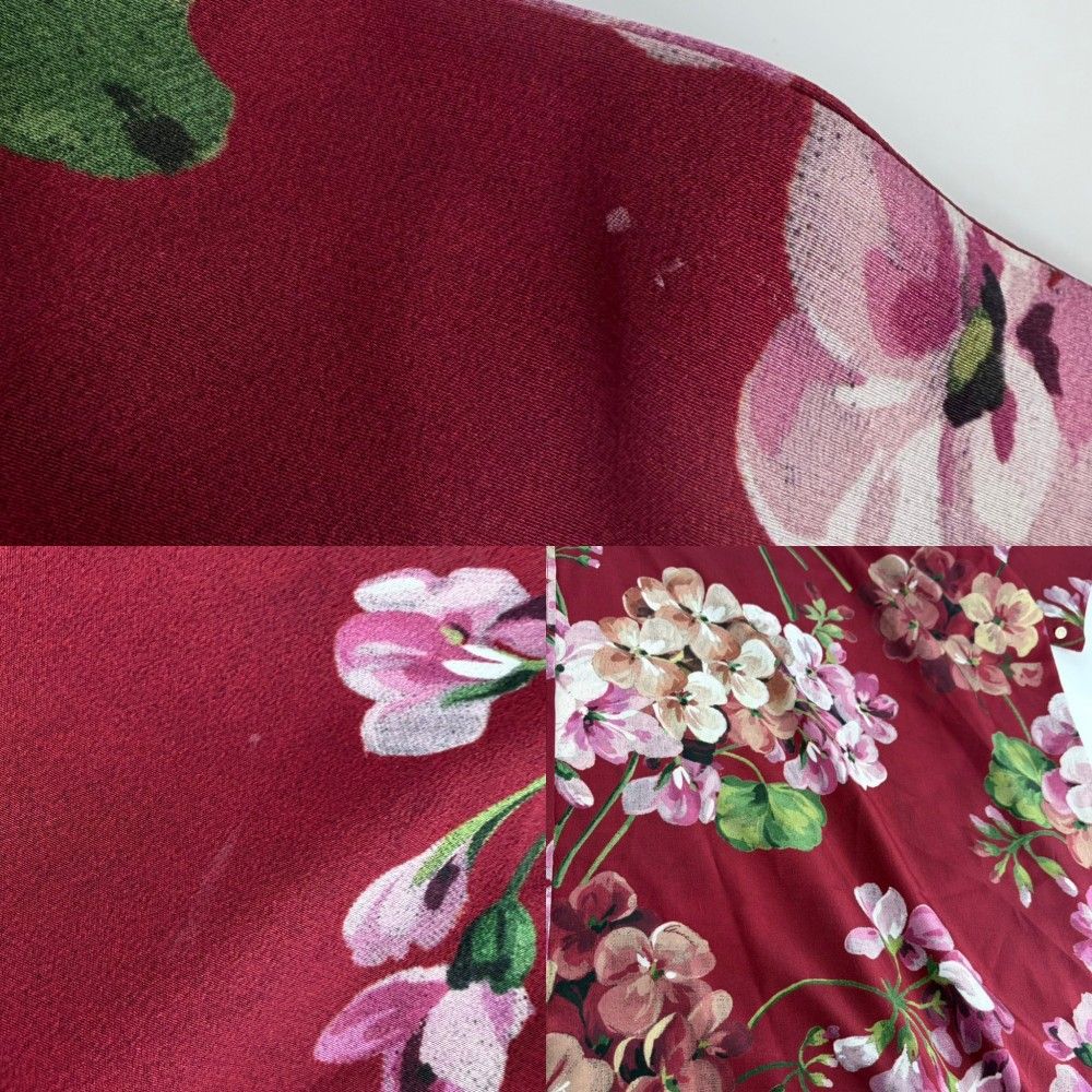 Gucci Short Sleeve Shirt Silk Flower Dolman Blouse Top 42 Bordeaux Spring Summer — view 7