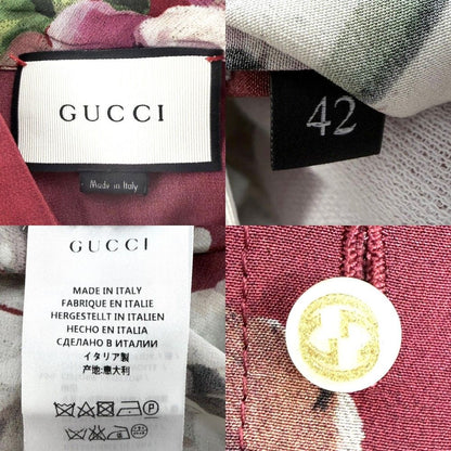 Gucci Short Sleeve Shirt Silk Flower Dolman Blouse Top 42 Bordeaux Spring Summer — view 3