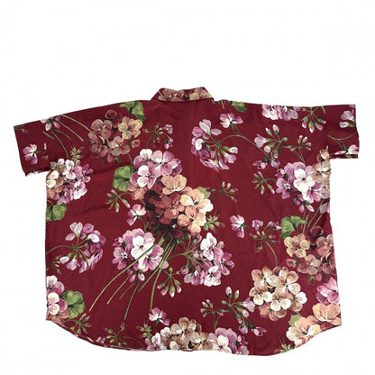Gucci Short Sleeve Shirt Silk Flower Dolman Blouse Top 42 Bordeaux Spring Summer — view 2