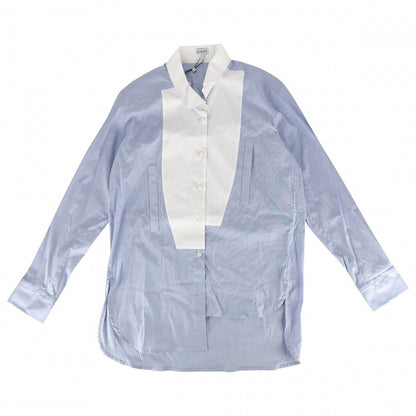 Loewe Long Sleeve Shirt Striped Asymmetric Top XS Blue White Cotton Polyamide