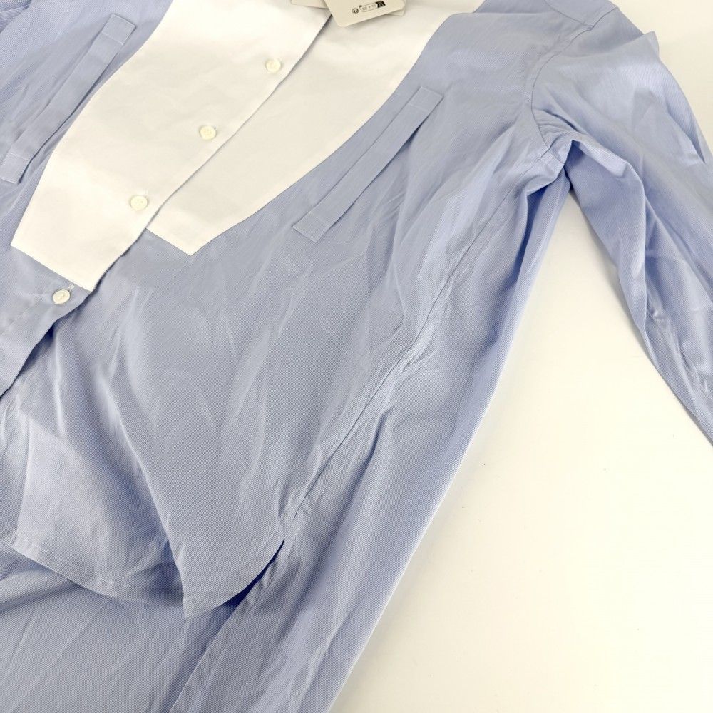 Loewe Long Sleeve Shirt Striped Asymmetric Top XS Blue White Cotton Polyamide — view 4