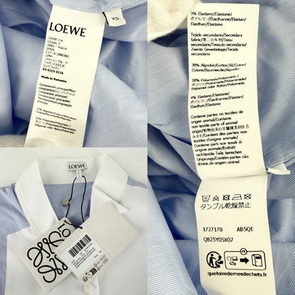 Loewe Long Sleeve Shirt Striped Asymmetric Top XS Blue White Cotton Polyamide — view 3