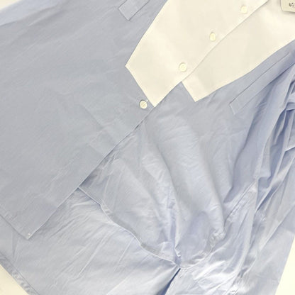 Loewe Long Sleeve Shirt Striped Asymmetric Top XS Blue White Cotton Polyamide — view 6