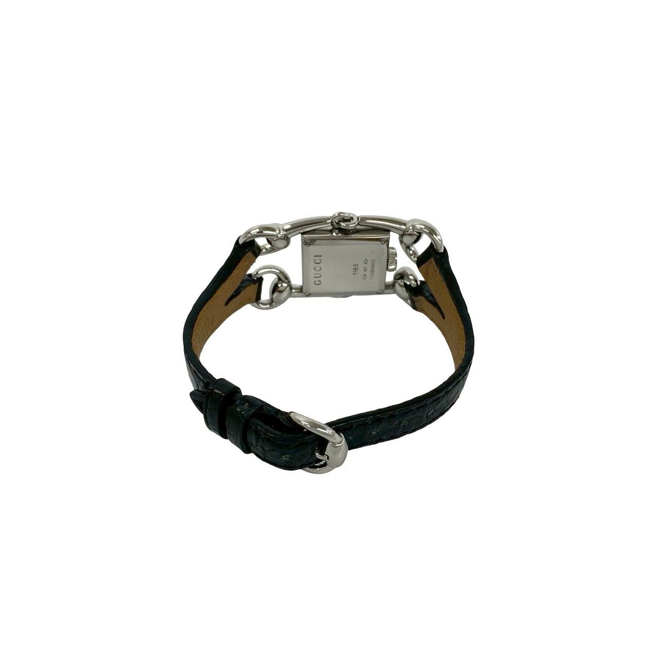 Gucci Signoria Stainless Steel Leather Quartz Watch Wrist Silver Black — view 8