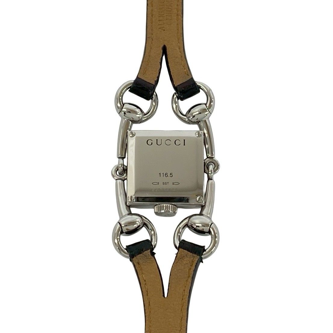 Gucci Signoria Stainless Steel Leather Quartz Watch Wrist Silver Black — view 6