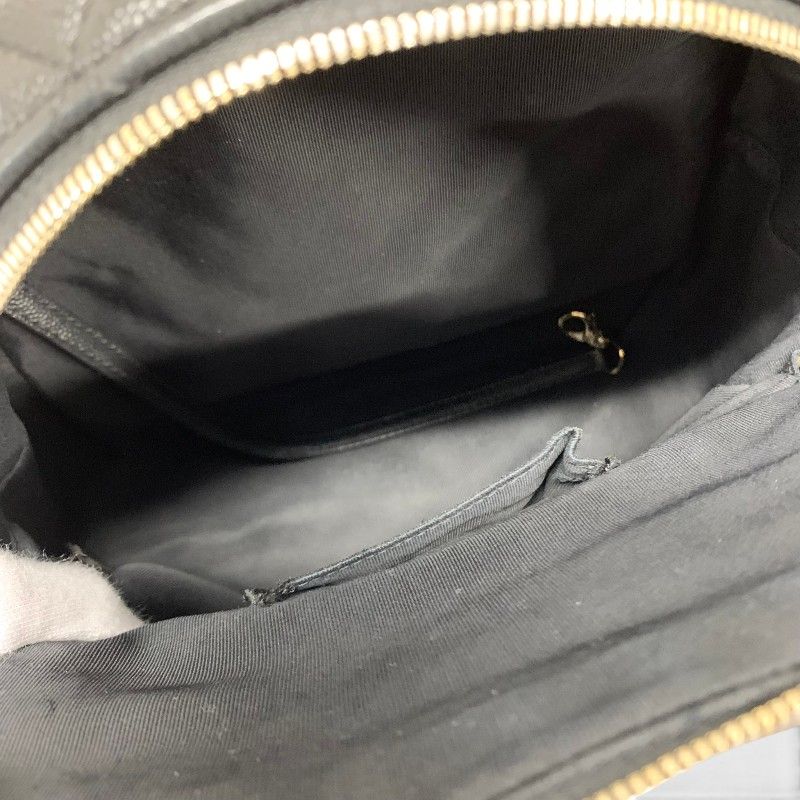 Chanel Backpack Caviar Leather Black Gold Quilted CC Logo Turnlock Chain — view 6