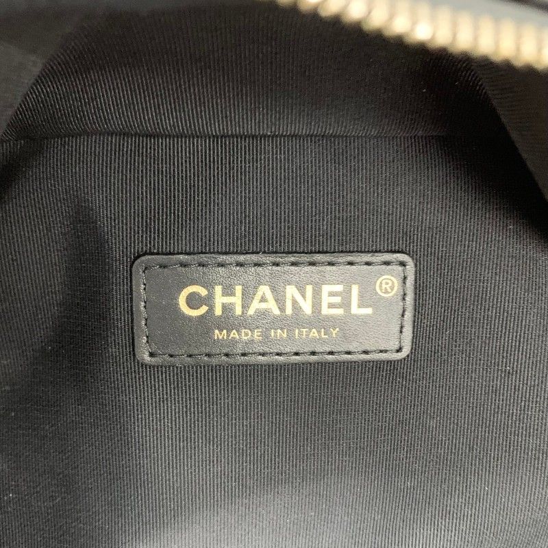 Chanel Backpack Caviar Leather Black Gold Quilted CC Logo Turnlock Chain — view 8