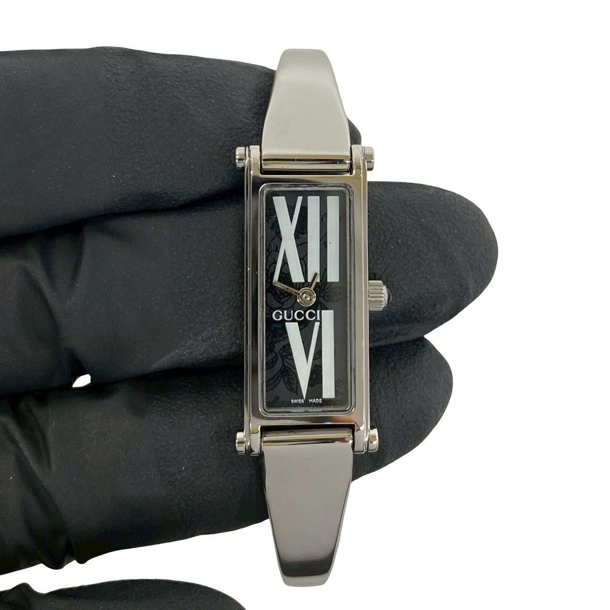 Gucci Bangle Watch Leaf Pattern Stainless Steel Quartz Wristwatch Silver — view 4