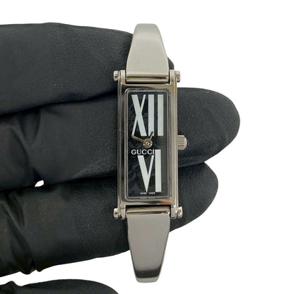 Gucci Bangle Watch Leaf Pattern Stainless Steel Quartz Wristwatch Silver — view 4