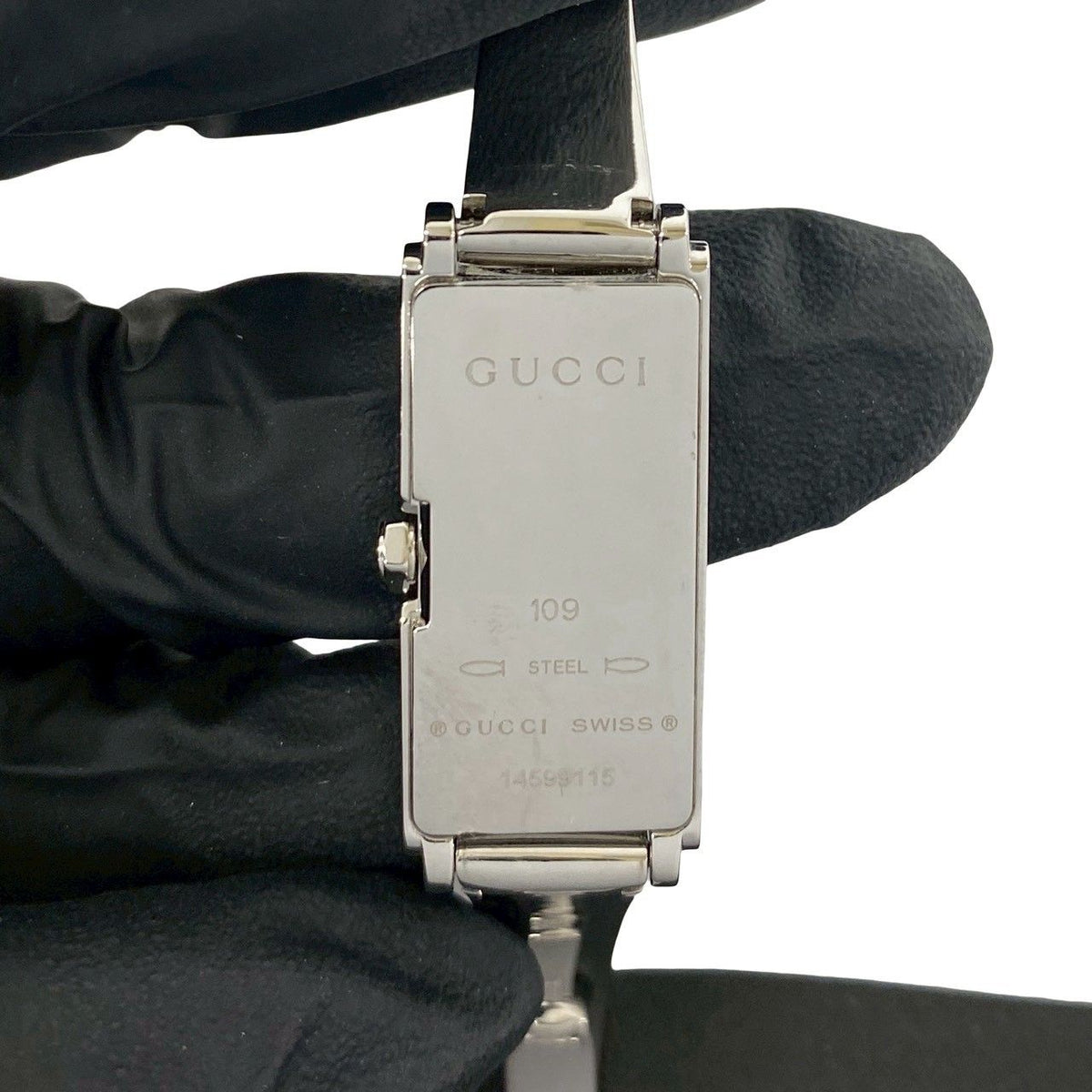 Gucci Bangle Watch Stainless Steel Quartz Wristwatch Silver Navy — view 5