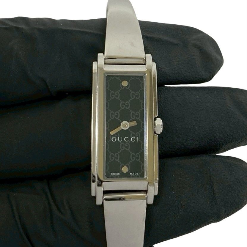 Gucci Bangle Watch Stainless Steel Quartz Wristwatch Silver Navy — view 4