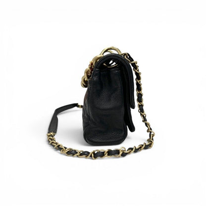 Chanel Shoulder Bag Black Gold Quilted Turnlock CC Logo Chain 2-Way — view 2