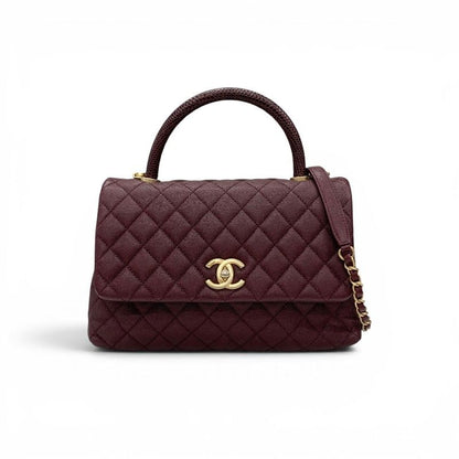 Chanel Coco Handle 29 Shoulder Bag Bordeaux Gold Quilted CC Logo Turnlock