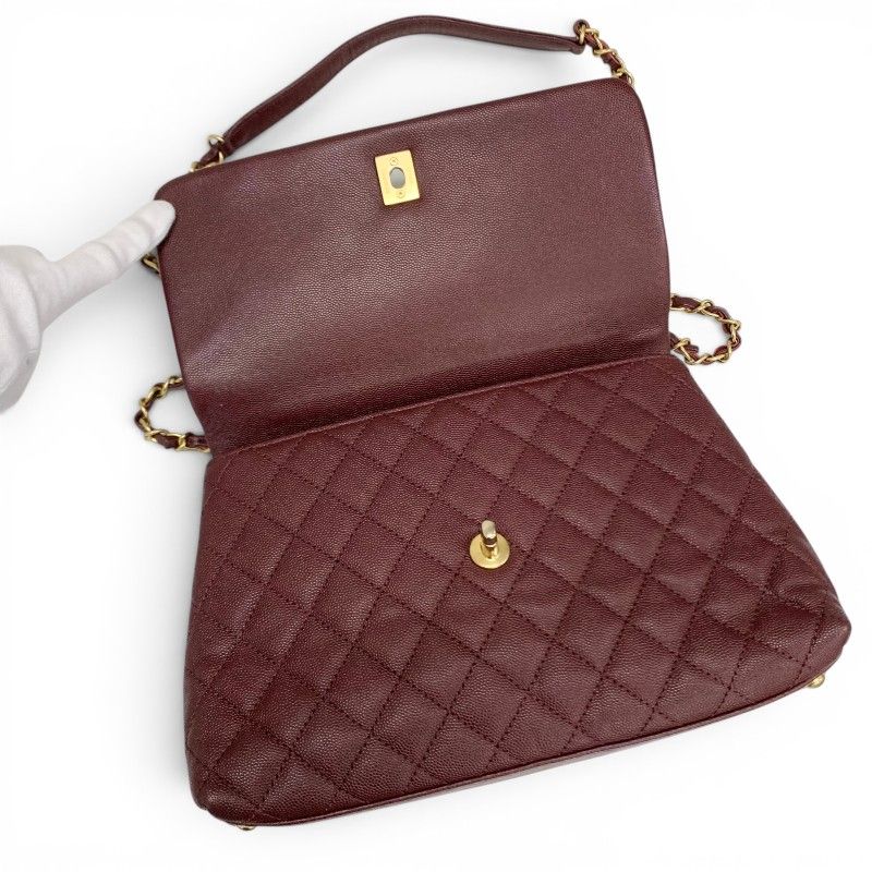Chanel Coco Handle 29 Shoulder Bag Bordeaux Gold Quilted CC Logo Turnlock — view 6