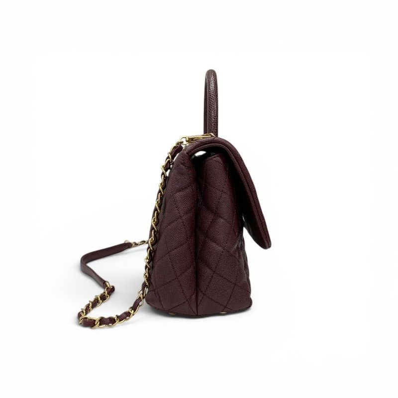 Chanel Coco Handle 29 Shoulder Bag Bordeaux Gold Quilted CC Logo Turnlock — view 2