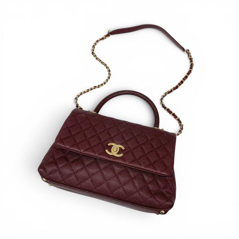 Chanel Coco Handle 29 Shoulder Bag Bordeaux Gold Quilted CC Logo Turnlock — view 5