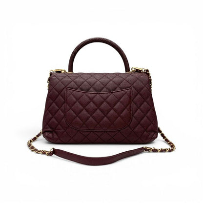 Chanel Coco Handle 29 Shoulder Bag Bordeaux Gold Quilted CC Logo Turnlock — view 3