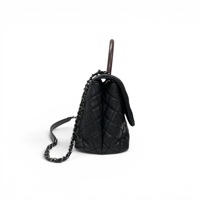 Chanel Coco Handle 29 Shoulder Bag Black Bordeaux Silver Quilted CC Logo — view 2