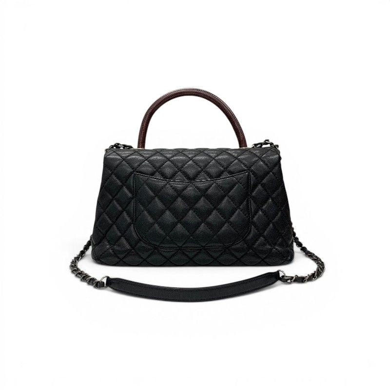 Chanel Coco Handle 29 Shoulder Bag Black Bordeaux Silver Quilted CC Logo — view 3