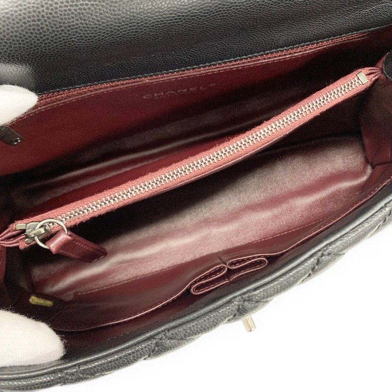 Chanel Coco Handle 29 Shoulder Bag Black Bordeaux Silver Quilted CC Logo — view 7