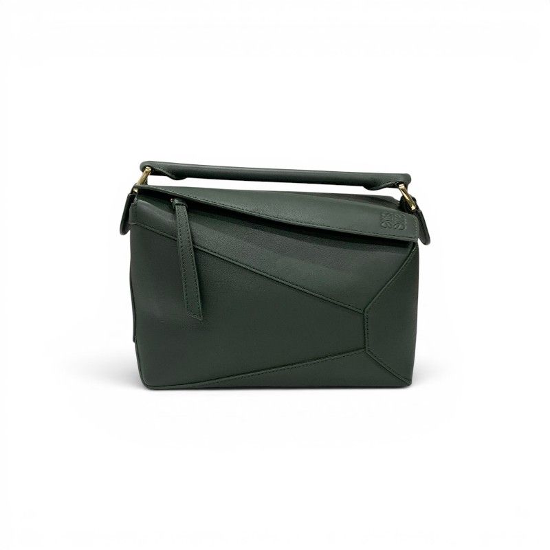 Loewe Puzzle Shoulder Bag Green Gold Small Anagram