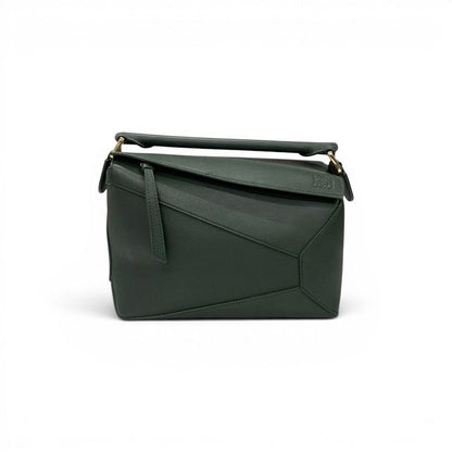 Loewe Puzzle Shoulder Bag Green Gold Small Anagram