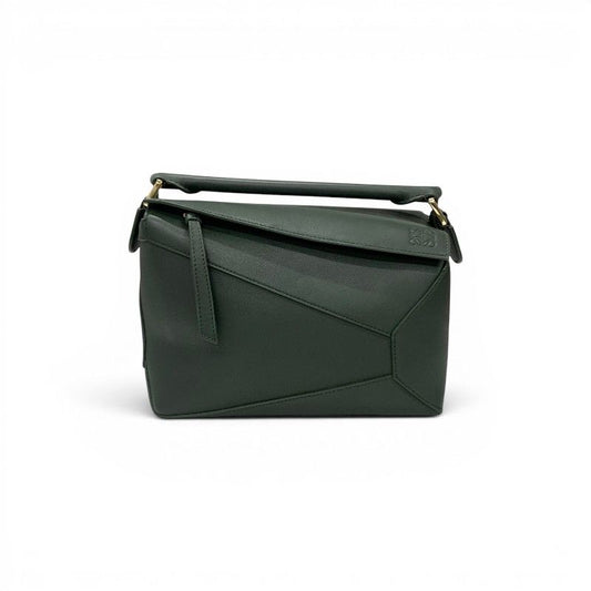 Loewe Puzzle Shoulder Bag Green Gold Small Anagram
