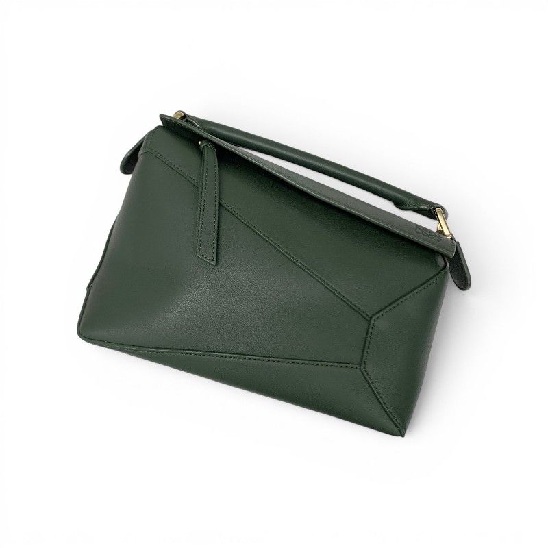 Loewe Puzzle Shoulder Bag Green Gold Small Anagram — view 5