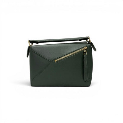 Loewe Puzzle Shoulder Bag Green Gold Small Anagram — view 3