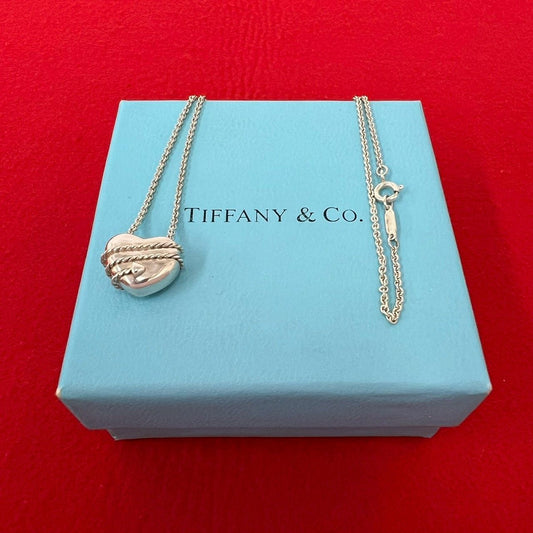 Tiffany & Co Vintage Heart Arrow Necklace 925 Sterling Silver Pendant