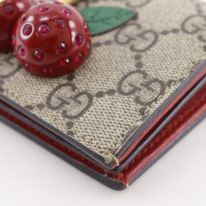 Gucci Cherry Compact Wallet GG Supreme Canvas Brown Bifold — view 5