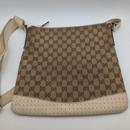 Gucci GG Canvas Shoulder Bag Crossbody Cross Brown White — view 2