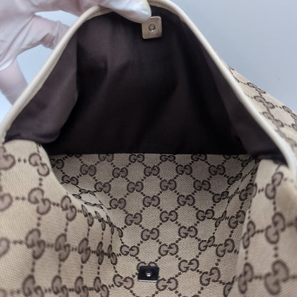 Gucci GG Canvas Shoulder Bag Crossbody Cross Brown White — view 6