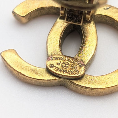 Chanel Earrings CC Logo Gold Faux Pearl Drop Swing Vintage — view 8