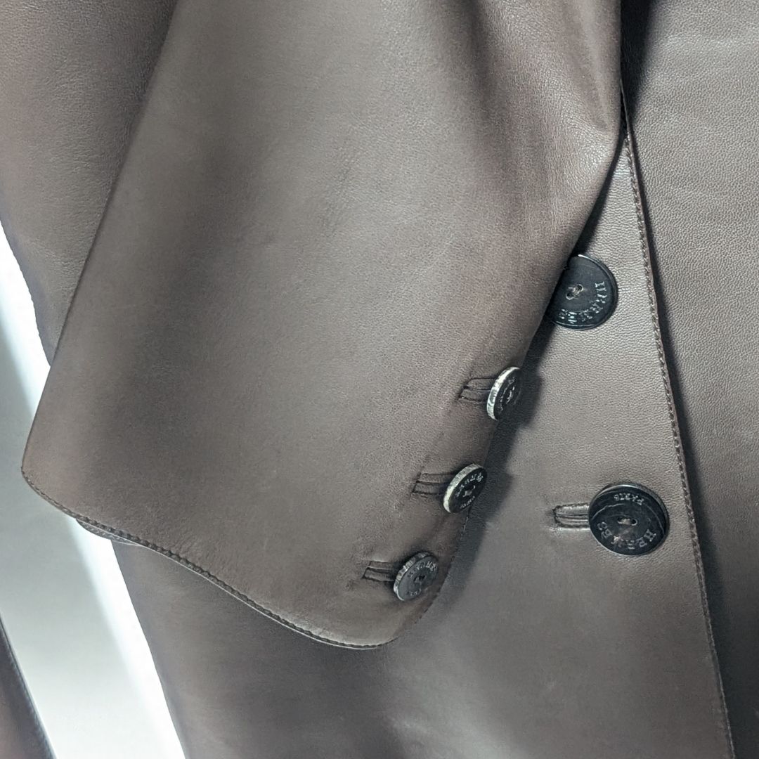Hermes Leather Jacket Lambskin Brown Logo Button — view 4