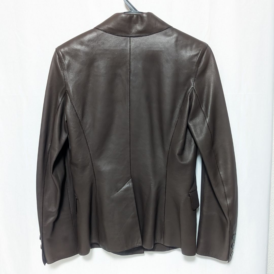 Hermes Leather Jacket Lambskin Brown Logo Button — view 2