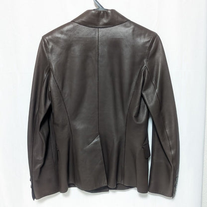 Hermes Leather Jacket Lambskin Brown Logo Button — view 2
