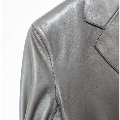Hermes Leather Jacket Lambskin Brown Logo Button — view 5